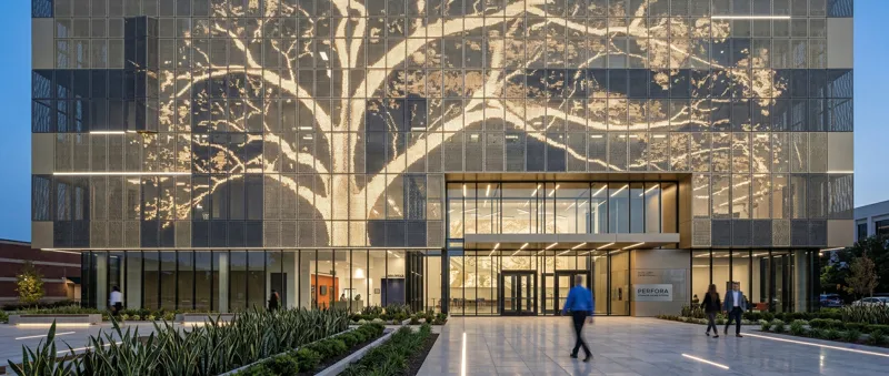 Perforated Metal Panels Parking Garage Facade Ventilation