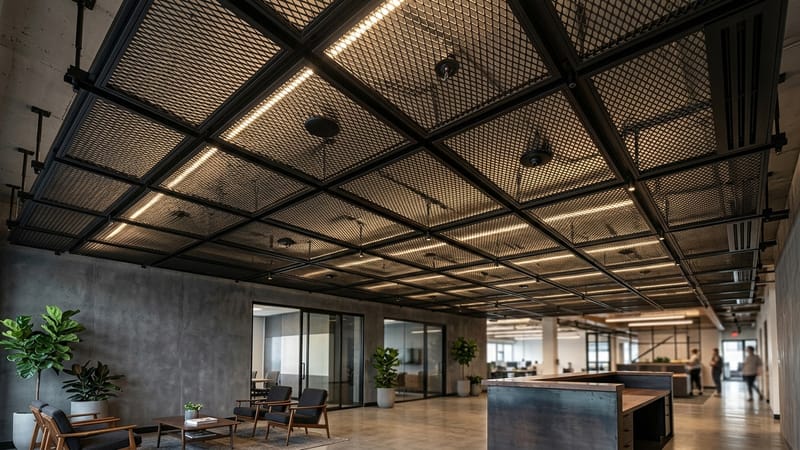 Expanded Metal Suspended Ceiling Feature (Office Reception Area)