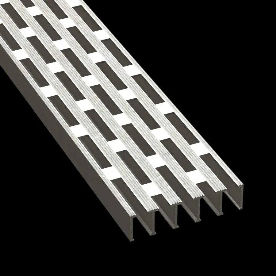 PLA115 6063-T6 Aluminum Grooved 6" Wide HD Extruded Plank Grating