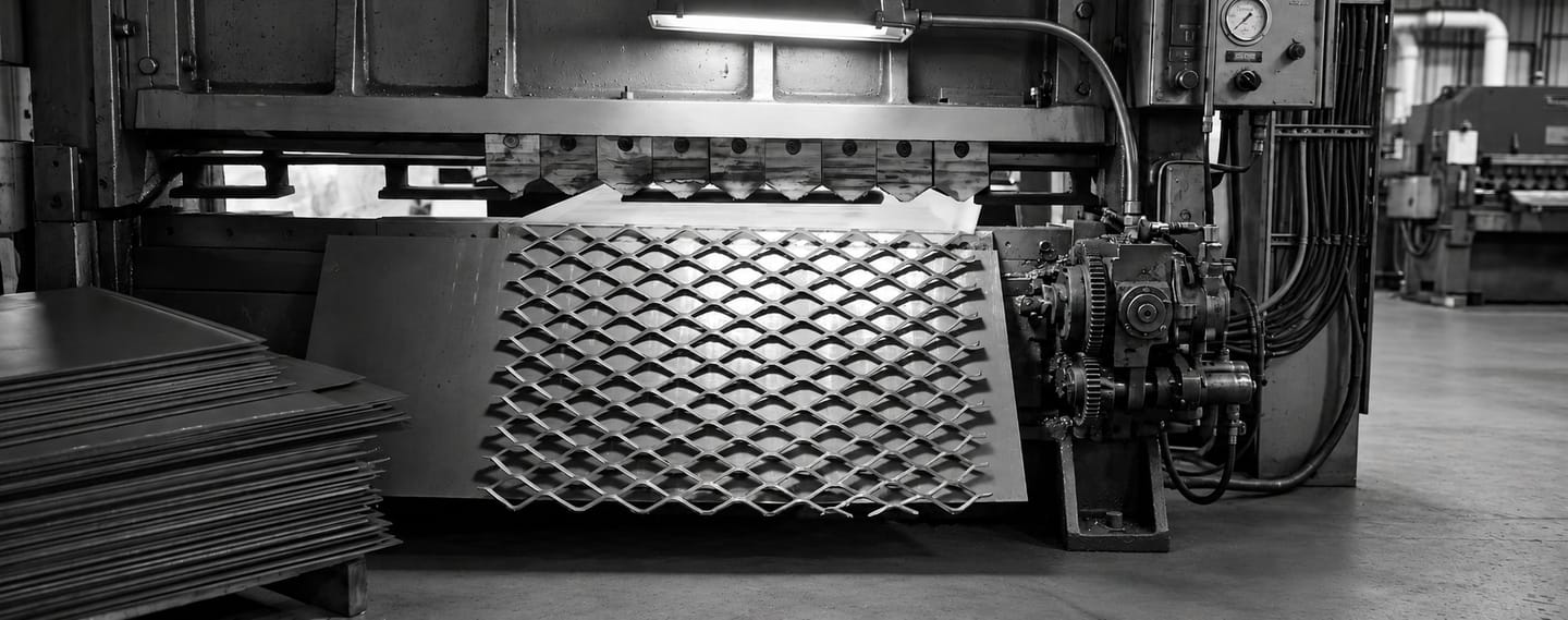 Expanded metal manufacturing line inside Kingcats factory