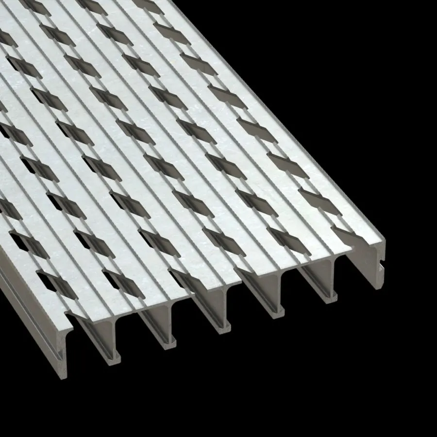 PLA056 ألمنيوم 6061-T6 ماسي مسنن (0.140" ارتفاع) 12" بعرض لوح متشابك مبثوق شبك