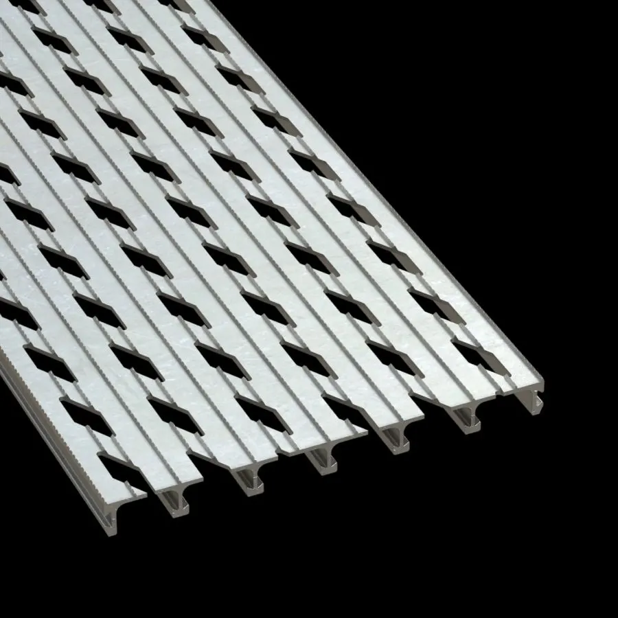 PLA044 ألمنيوم 6061-T6 ماسي مسنن (0.140" ارتفاع) 12" بعرض لوح متشابك مبثوق شبك