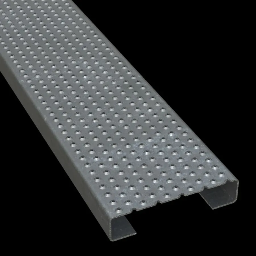 Detalle del producto de rejilla industrial PLA099 acero pregalvanizado antideslizante 7" Wide plank rejilla