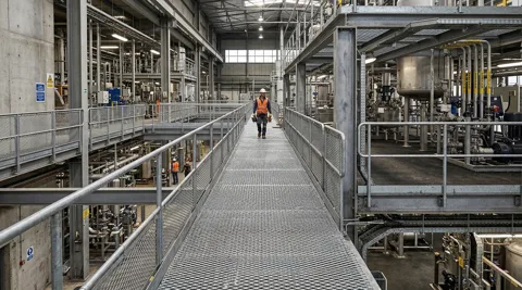 Système complexe de plateformes et grille de plafond pour installation industrielle multi-niveaux thumbnail 2